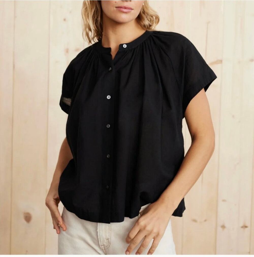 Jenni Kayne Black Willow Blouse Button Front Relaxed Fit Size Medium
